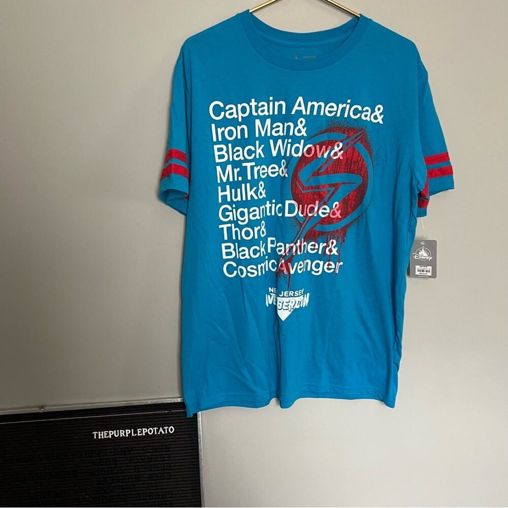 NWT Unisex Disney Ms. Marvel New Jersey Avengercon Blue T-Shirt Size L